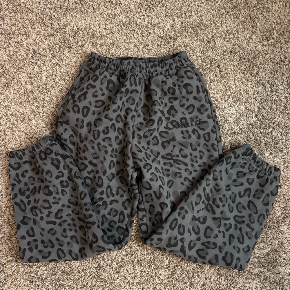 Steel Grey Leopard Sweatpants